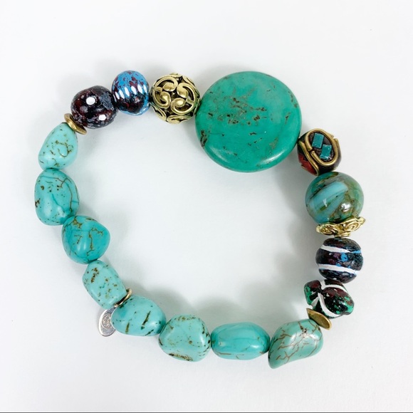 Jimetta Jewelry - Turquoise Clay Howlite Bead Stretch Bracelet